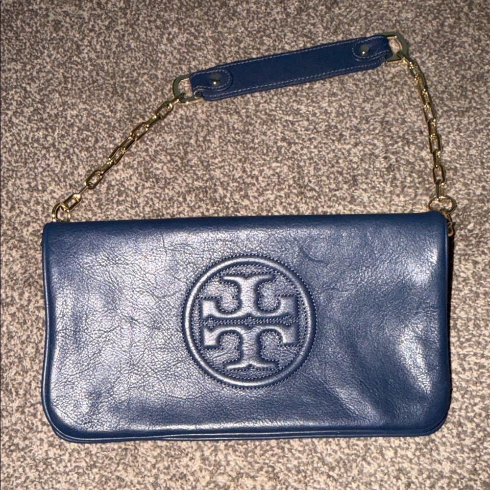 Tory Burch Navy Leather Wristlet